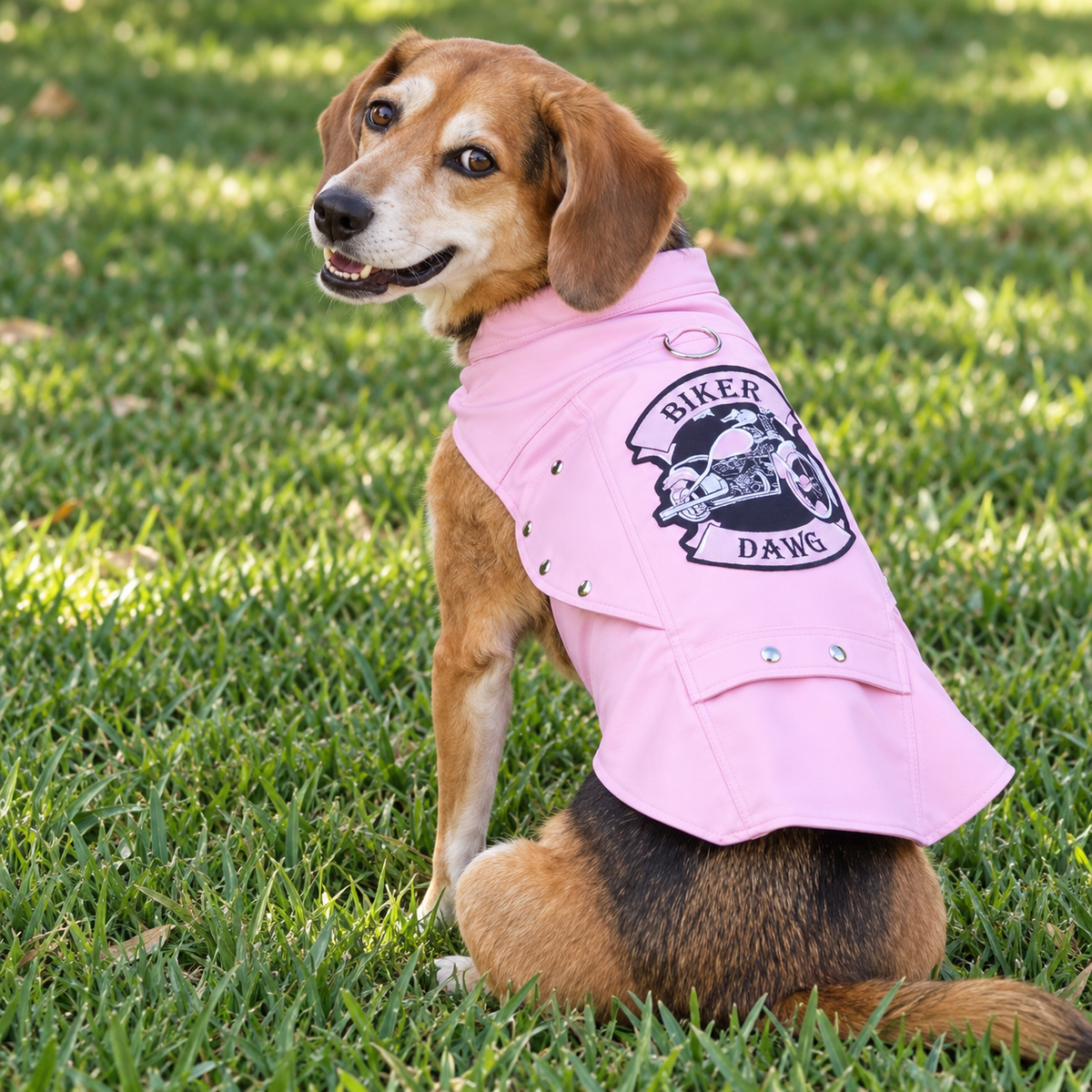Biker Dawg Motorcycle Dog Jacket-Pink