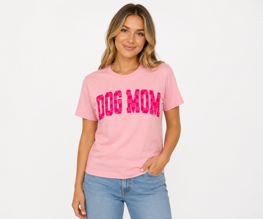 Dog Mom Pink Checkered T-shirt