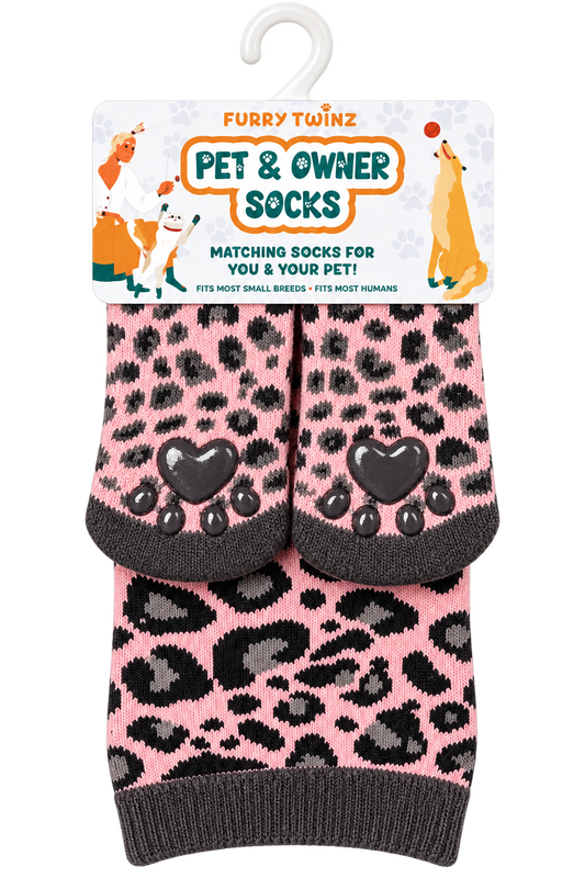Furry Twinz Cheetah Print Pet and Owner Matching Socks