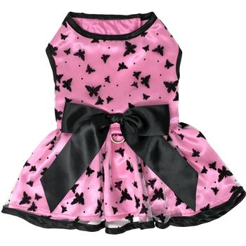 Dog Harness Dresses All aflutter Pink&black