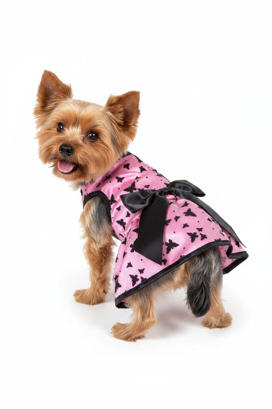 All A-Flutter Pink & Black Dog Dress