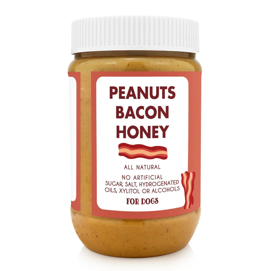 Jar of 'Peanuts Bacon Honey' for dogs