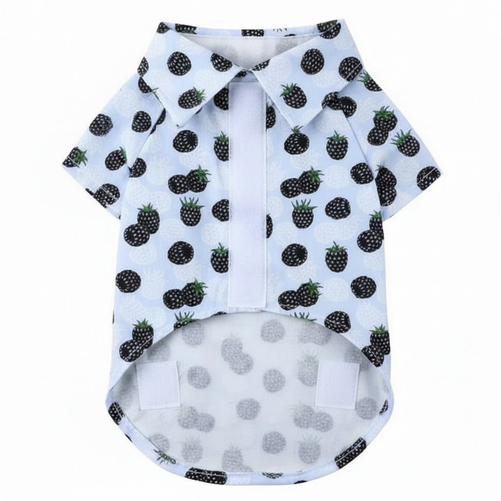 blue dog shirt with blackberries