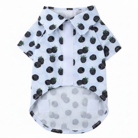 blue dog shirt with blackberries