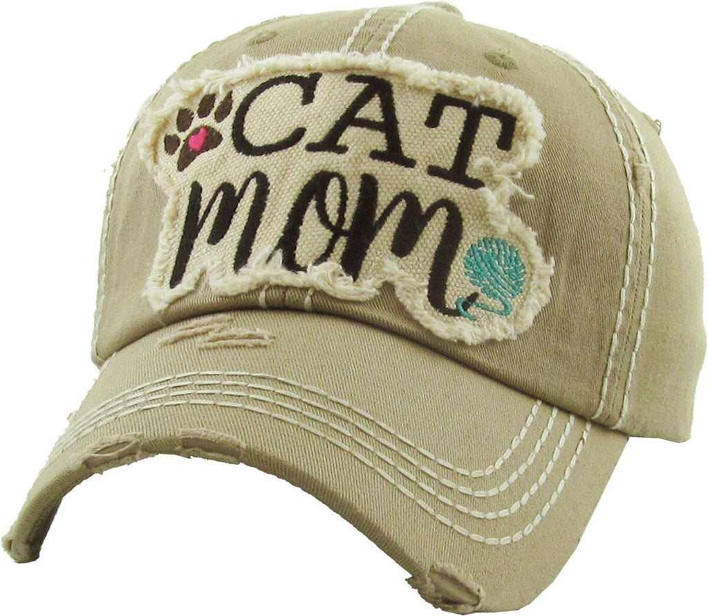 Cat Mom Vintage Hat-Khaki