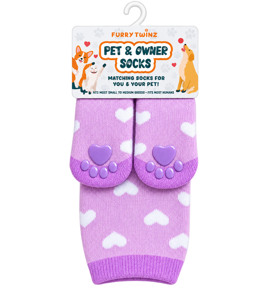 Furry Twinz Purple Heart Pet and Owner Matching Socks