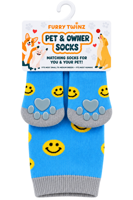 Furry Twinz Smiley Face Pet and Owner Matching Socks