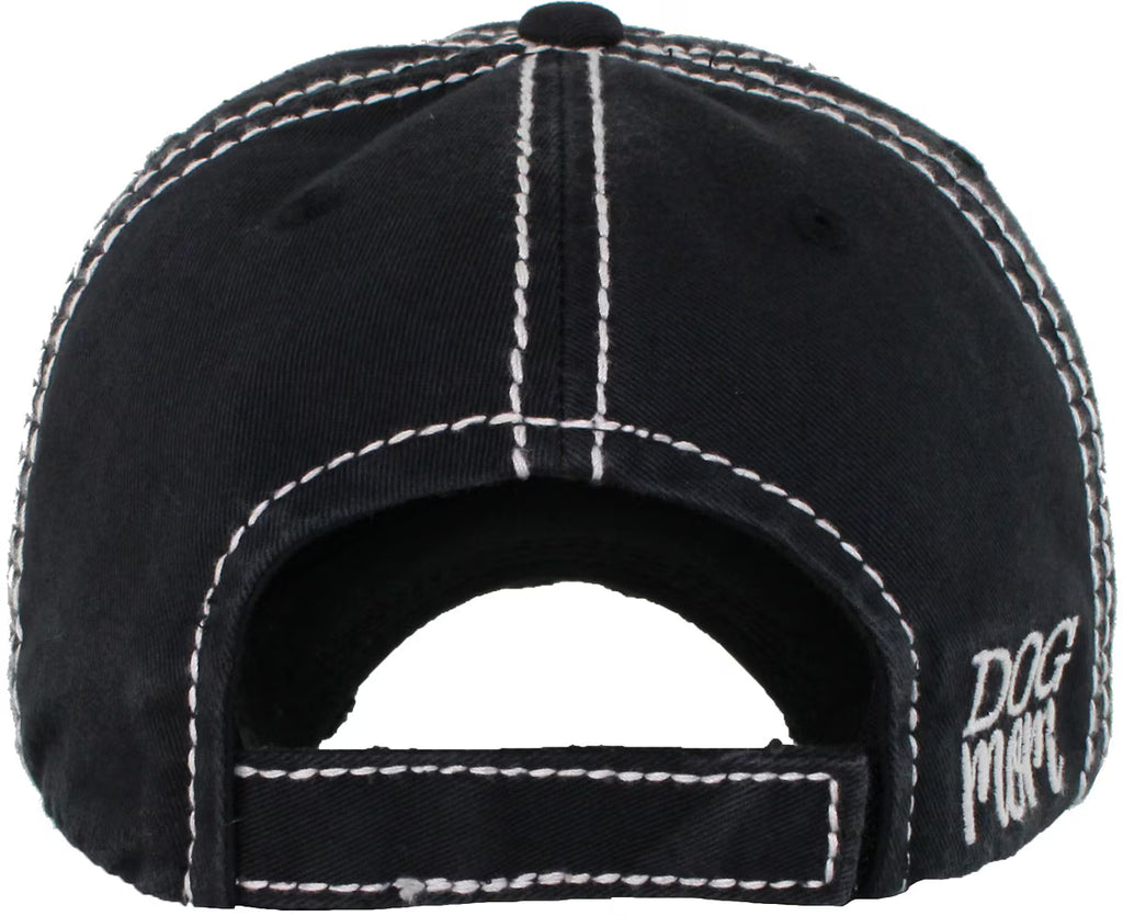 Dog Mom Vintage Baseball Cap-Black