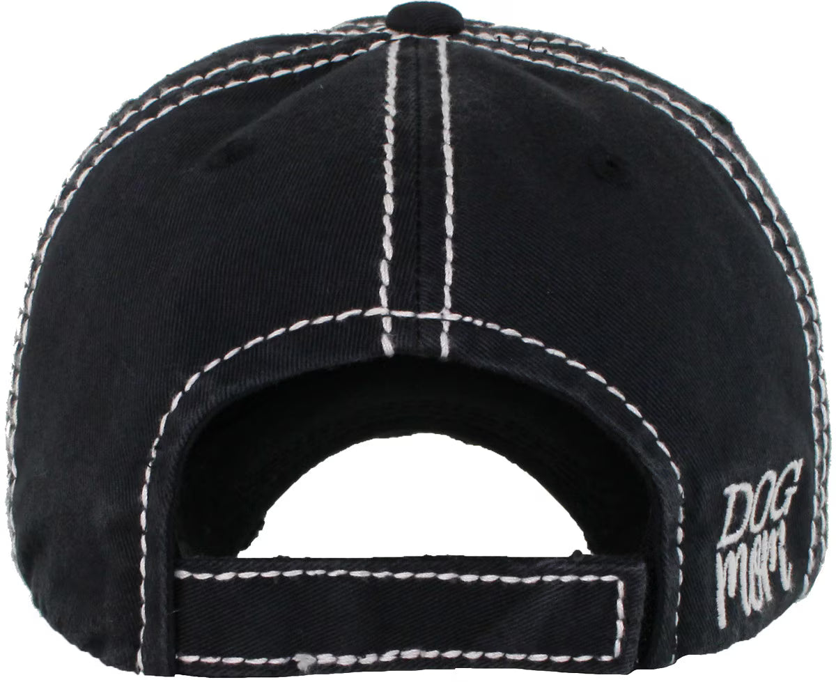Dog Mom Vintage Baseball Cap-Black