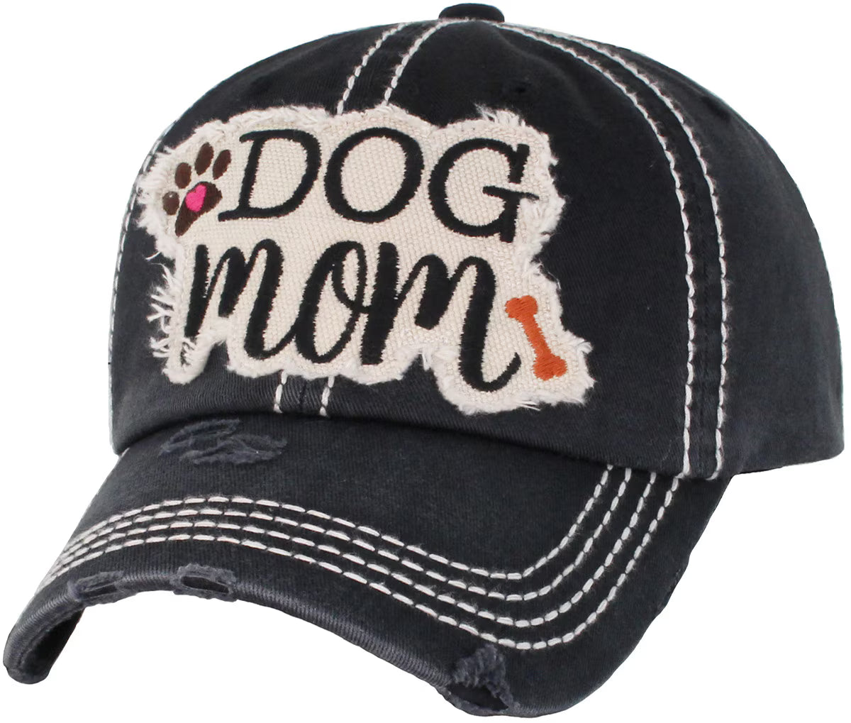 Dog Mom Vintage Baseball Cap-Black