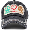Peace, Love, Dogs Hat-Black