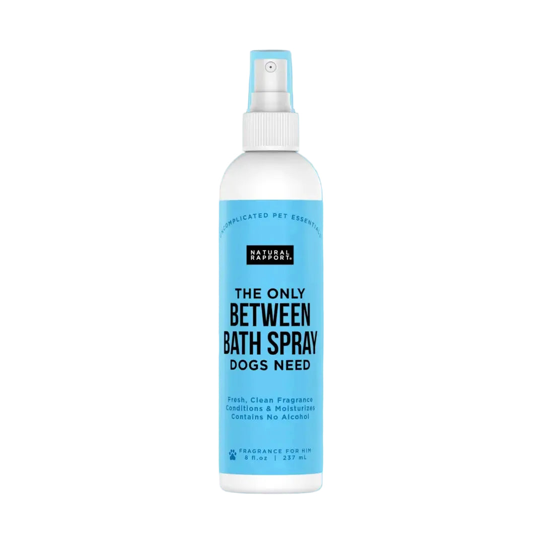 Bottle of 'The Only Between Bath Spray Dogs Need'. Male fragrance