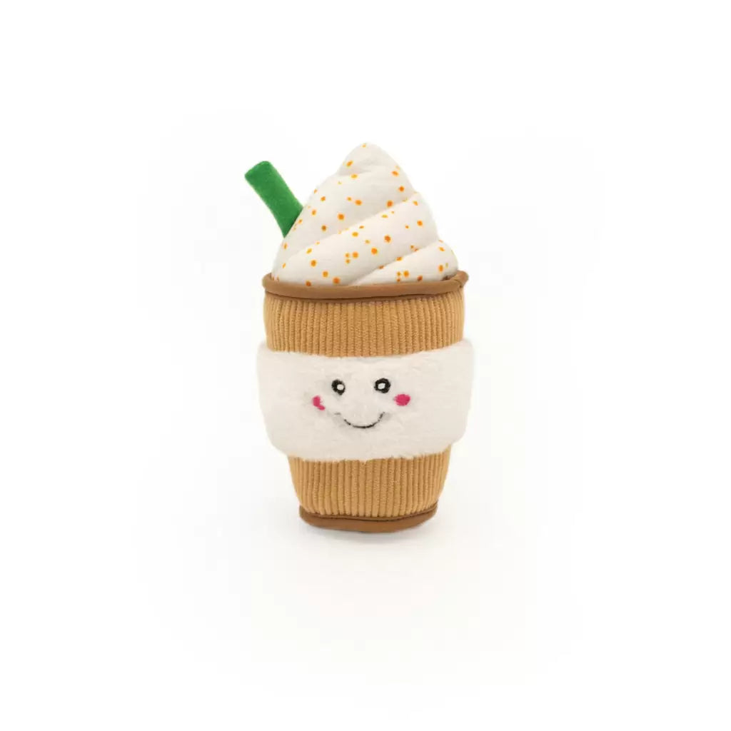 Plush dog toy that looks like a cappuccino 