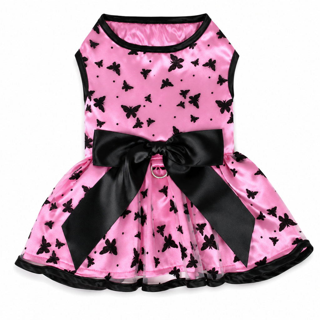 All A-Flutter Pink & Black Dog Dress