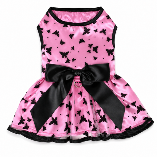 All A-Flutter Pink & Black Dog Dress