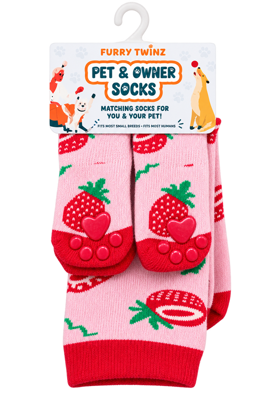 Furry Twinz Strawberry Pet and Owner Matching Socks