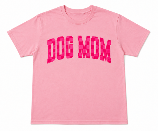 Dog Mom Pink Checkered T-shirt