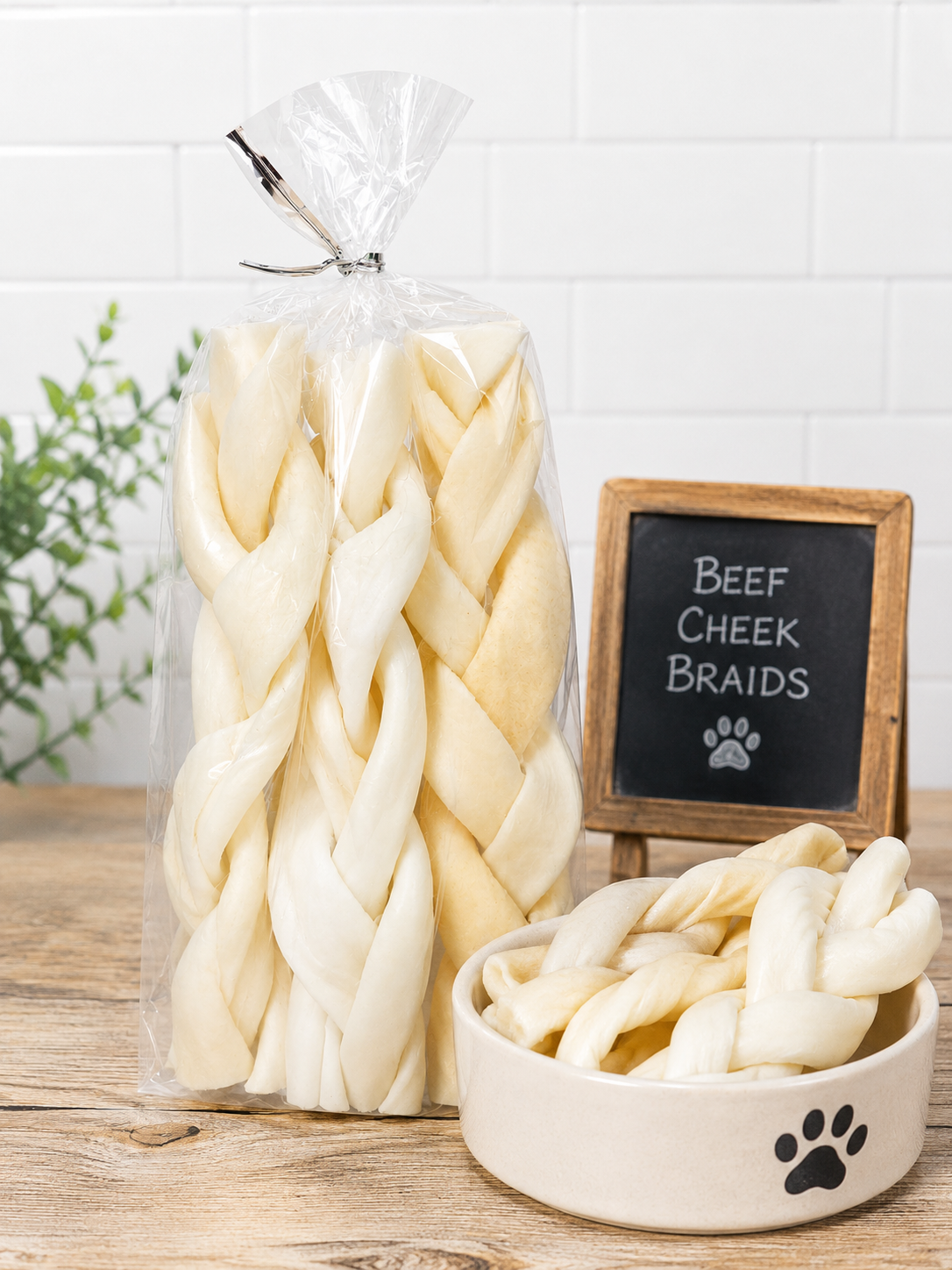 Beef Cheek Braids, Long Lasting Dog Chews 5-6"