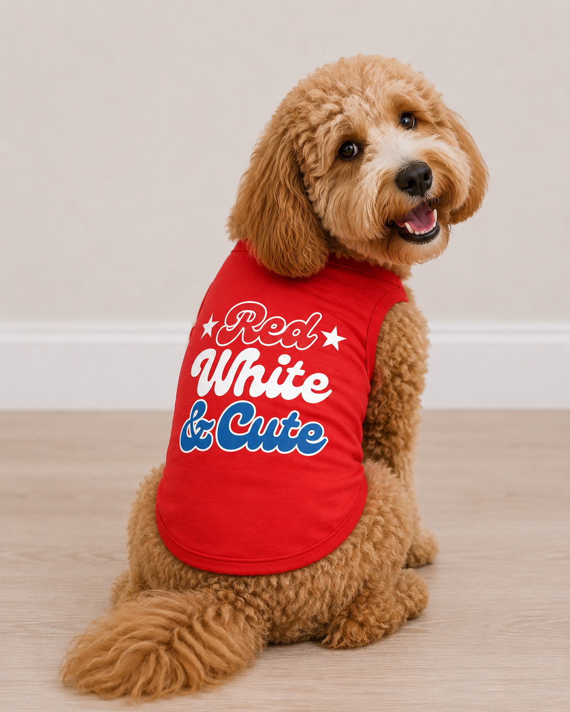 Red, White, and Cute Dog shirt